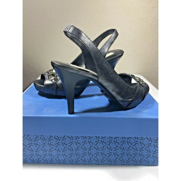 SimplyVera Vera Wang Cicely Graphite Grey Women's Size 7 Heels Open Toe - Picture 1 of 4